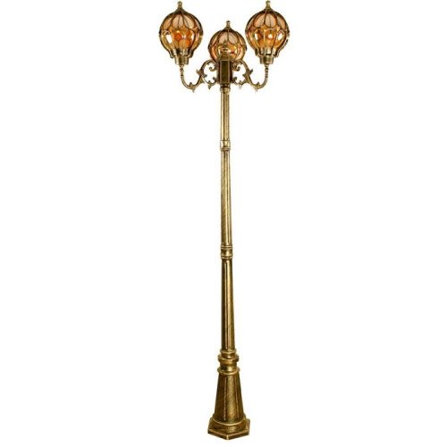 Светильник садово-парковый Feron "Сфера малая" PL3709 220В 3*60Вт E27 IP44 Черное золото 2200мм картинка 